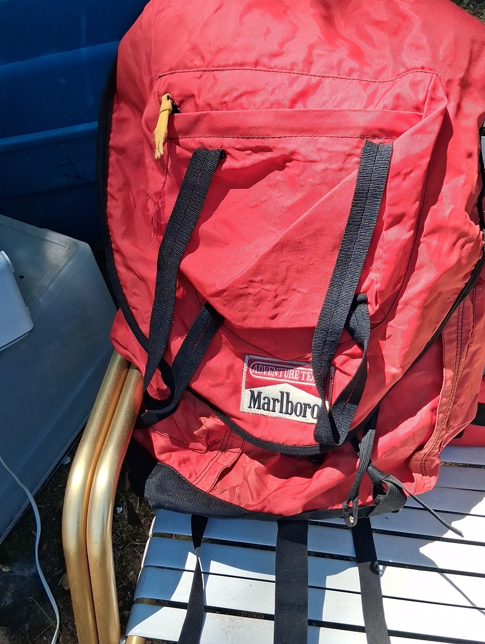 Marlboro Red Outdoor Backpack with Black Straps